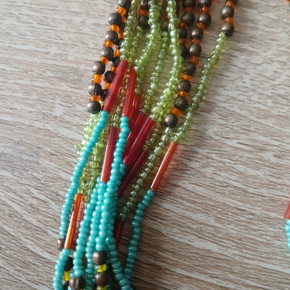 Colorful Peyote Multi-Stand Seed Bead Bohemian Necklace Native American Artistic